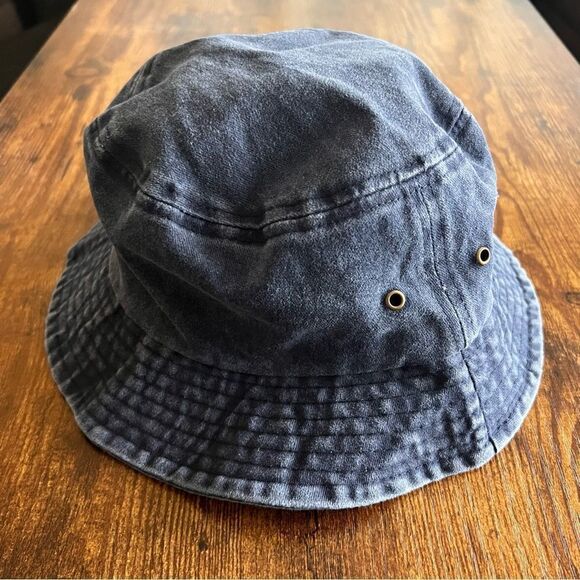 Vintage Inspired Navy Blue Lightly Distressed Bucket Hat - Picture 1 of 5
